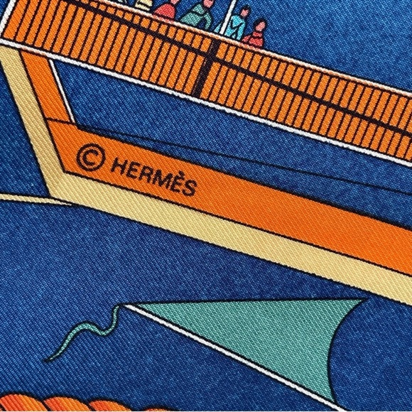 HERMES Les Folies Du Ciel Silk Scarf Carre 90 - Picture 12 of 17